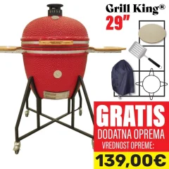 Grill King 29" keramični kamado žar s smokerjem in opremo, 74 cm