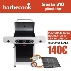 Barbecook Siesta 310 Black Edition plinski žar + plancha + plinski regulator s cevjo