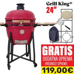 Grill King 24" keramični kamado žar s smokerjem in opremo, 61 cm