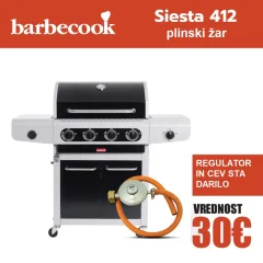 Barbecook Siesta 412 Black Edition plinski žar + plinski regulator s cevjo