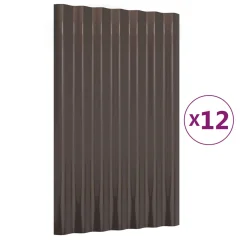 vidaXL Strešne plošče 12 kosov prašno barvano jeklo rjave 60x36 cm