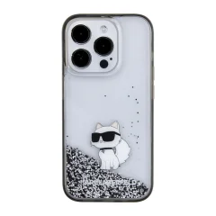 Karl Lagerfeld zaščitni ovitek Liquid Glitter Choupette Silver  , Iphone 15 Pro Max