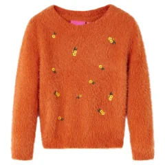 Otroški pulover pleten žgano oranžen 128