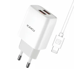 Kakusiga hišni polnilec Q/HHDZ 2,4A 2x USB vtič s polnilnim kablom Lightning bel