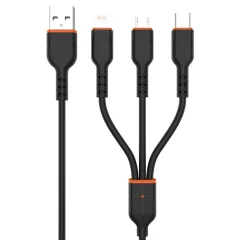 Kaku polnilni kabel 3,2A Quick Charge - 3v1 - Lightning, Micro USB, Type C