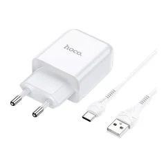 HOCO pametni hišni polnilec N2 z USB vtičem in s polnilnim kablom Type C 2,1A 10,5W - bel