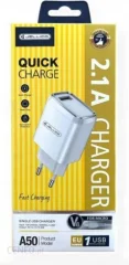 Jellico adapter A50 hišni polnilec 2,1A Quick Charge 10W vhod USB A - Original (EU Blister) bel -