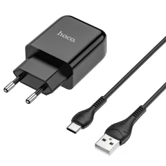 HOCO pametni hišni polnilec N2 z USB vtičem in s polnilnim kablom Type C 2,1A 10,5W - črn