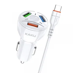 Kaku avtopolnilec KSC-493 3.0 QC s kablom 1m Type C - bel