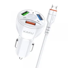 Kaku avtopolnilec KSC-493 3.0 QC s kablom 1m Micro USB - bel