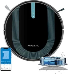 Proscenic 850T Robotski Sesalnik - Moč 28W Močjo Sesanja 3000Pa 2600mAh Baterija 120 Minut Delovanja - Črna