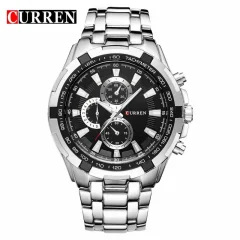 Curren 8023 pas iz nerjavečega jekla Watch Relogio Masulino šport analogni Quartz zapestne ure športne zapestne ure silver-black