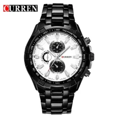 Curren 8023 pas iz nerjavečega jekla Watch Relogio Masulino šport analogni Quartz zapestne ure športne zapestne ure black-white