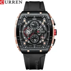 CURREN 8442 Moški vodoodporni športni zapestni uri - vrhunski luksuzni blagovne znamke Chronograph Quartz ure za eleganco in učinkovitost, Relogio Masculino Black-Rose gold