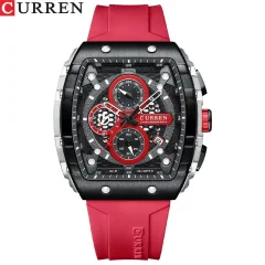 CURREN 8442 Moški vodoodporni športni zapestni uri - vrhunski luksuzni blagovne znamke Chronograph Quartz ure za eleganco in učinkovitost, Relogio Masculino Red-black