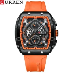 CURREN 8442 Moški vodoodporni športni zapestni uri - vrhunski luksuzni blagovne znamke Chronograph Quartz ure za eleganco in učinkovitost, Relogio Masculino Orange-Black