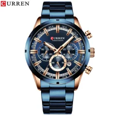 CURREN 8355 New Fashion Chronograph Quartz Watch za moške - iz nerjavečega jekla Luksuzni športni ura, Top Brand Elegance in Relogio Masculino blue