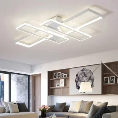 Moderni LED lestenec za dnevno sobo, spalnico, kuhinjo, dom, stropne luči, pravokotne bele svetilke, 6000K bela svetloba