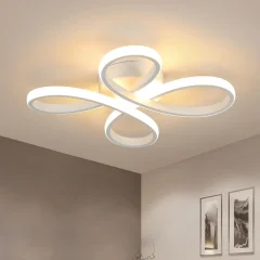 Moderna aluminijasta LED stropna svetilka, beli cvetni listi, elegantna osvetlitev za kuhinjo, spalnico, dnevno sobo (topla svetloba)