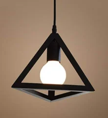 Sodobna viseča svetilka, moderni kovinski obeski v kletki, viseča viseča svetilka, 1 lučka lestenec, preprost trikotnik črn