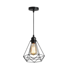 Industrijska lestenska viseča svetilka, črna stropna svetilka E27, kreativna železna kletka, največ 60 W, popolna za restavracije, bare