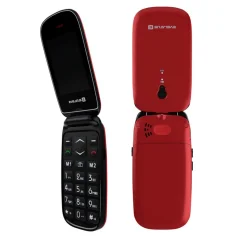 Preklopni mobilni telefon Evelatus Wave Button z dvojno kartico SIM in funkcijo LCD SOS Senior Call Maroon Red