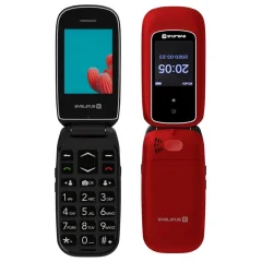 Preklopni mobilni telefon Evelatus Wave z 2 gumboma in dvema simoma in LCD SOS Senior Call Maroon Red