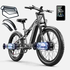 Električno kolo Shengmilo S600 za odrasle 2*1000 W z dvema motorjema, 48V17.5AH840WH baterija 26-palčna debela pnevmatika Ebike Moško E-gorsko kolo