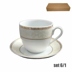 SKODELICE ZA KAVO PORCELAN 6/1 170 ML YVONNE - ZLATI DEKOR