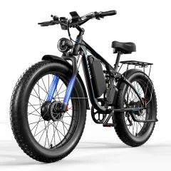 Električno kolo EB7pro Dual Motor 52V 2000W z 23AH baterijo Shimano 7-stopenjski MTB Full Suspension 26" Fat Bike