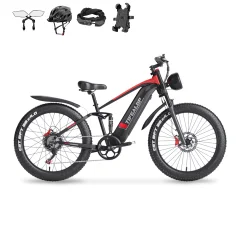 Tifgalop ES28 električno kolo za odrasle 26" električno gorsko kolo z 48V 18Ah odstranljivo baterijo 1000W Fat Bike - rdeča