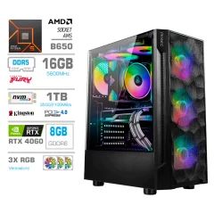 Računalnik MEGA TWR S7 R5-7600/RTX4060-8GB/16GB-DDR5/1TB-4.0/750W/Brez OS RGB