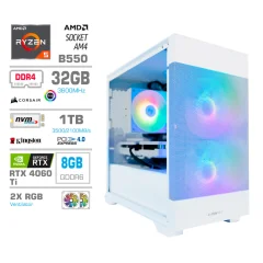 Računalnik MEGA MT S7X R5-5600X/RTX4060Ti/32GB 32GB/1TB-4.0/750W/Brez OS/bela RGB