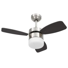 vidaXL Stropni ventilator z lučjo in daljincem 76 cm temno rjav