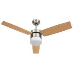 vidaXL Stropni ventilator z lučjo in daljincem 108 cm svetlo rjav