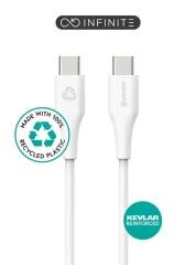 eSTUFF INFINITE kabel USB C-C 0,5m, bel blister, 60W, 480Mbps, recikl. plastika