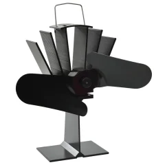 vidaXL Ventilator za kamin na toploto z 2 kriloma črn