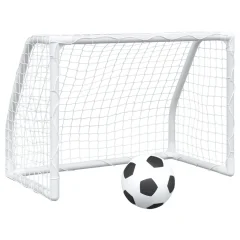 vidaXL Otroški nogometni gol 2 kosa z žogo bela 64x35x48 cm kovina