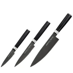 Samura MO-V Stonewash Set 3x univerzalni noži (Chefs, Univesal, Paring) iz AUS 8 japonskega jekla 59 HRC