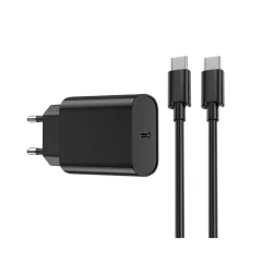 Polnilec za telefon WiWU Wi-U001 1xUSB-C PD 20W črn + USB-C kabel