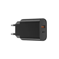 Polnilec za telefon WiWU Wi-U002 1xUSB, 1xUSB-C 20W črn