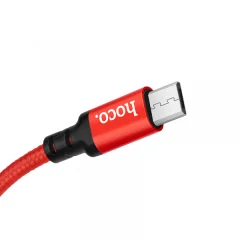 Hoco podatkovni kabel X14 Micro USB na USB 1m 2,1A rdeč pleten