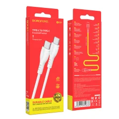 BOROFONE Podatkovni kabel BX51 (Fast Charge) 3,0A 60W vhod Type-C na Type-C 1m, bel, bakrena sredica, ekstremno vzdržljiv