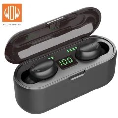 WoW F9 Sport & Leisure Super-Fit TWS Bluetooth 5.1 Stereo slušalke z HD Mic LED polnilnikom USB Powerbank Črna