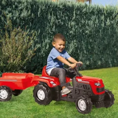 OTROŠKI TRAKTOR NA PEDALA S PRIKOLICO RANCHERO RDEČI