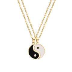 Ogrlica za par Yin Yang z ujemajočimi se obeski Zlata 2 kosa