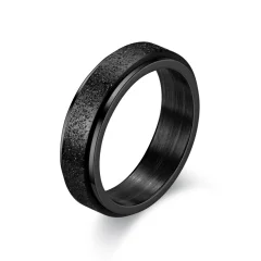 Protistresni prstan iz nerjavečega jekla preproste oblike Black