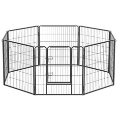 8 panelna ograja PET, železna kletka za pse, težka ograja za hišne ljubljenčke, ograja za kužke, zložljiva in prenosna, 77 x 80 cm, siva ppk88g