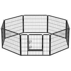 8 panelna ograja za hišne ljubljenčke, železna kletka za pse, težka ograja za hišne ljubljenčke, ograja za kužke, zložljiva in prenosna, 77 x 60 cm, črna ppk86h