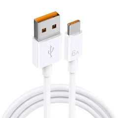 66 W 6 A super hitri polnilni kabel USB-C, združljiv s Huawei, Xiaomi White 1 m